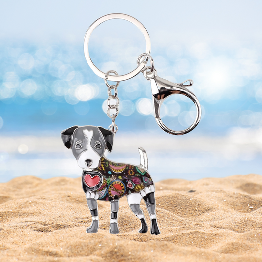 Grey Abstract Puppy Keychain
